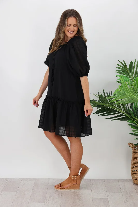 Sass Ruby Tiered Midi Dress Black