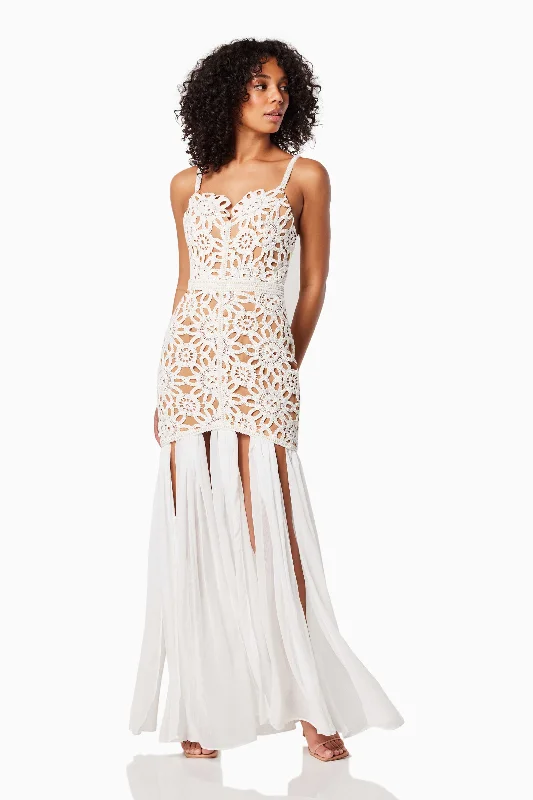 Sensory Pearl Trimmed Gown In White