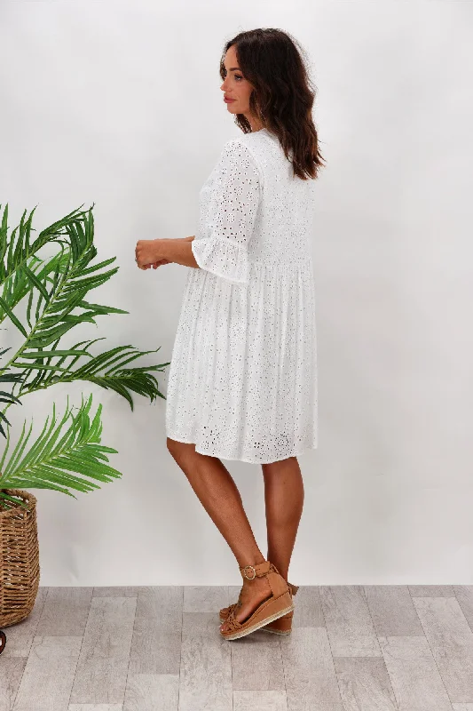 Shine On label Capri Broderie Dress White