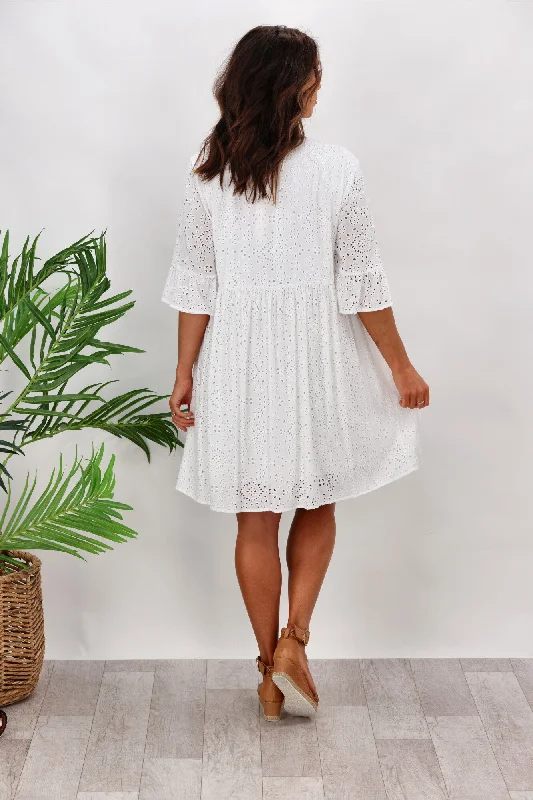 Shine On label Capri Broderie Dress White