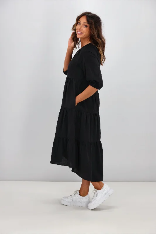 Sunday Boho Harlow Hi Low Dress Black