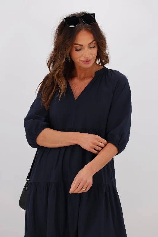 Sunday Boho Harlow Hi Low Dress Navy