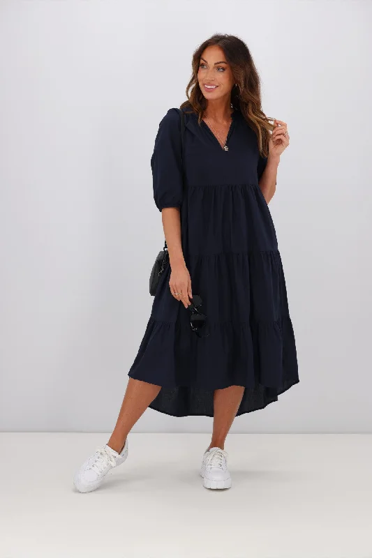 Sunday Boho Harlow Hi Low Dress Navy