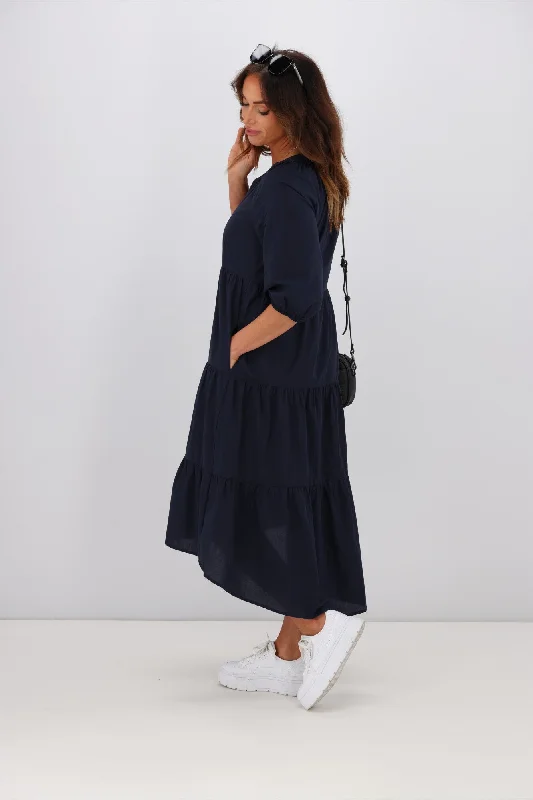 Sunday Boho Harlow Hi Low Dress Navy