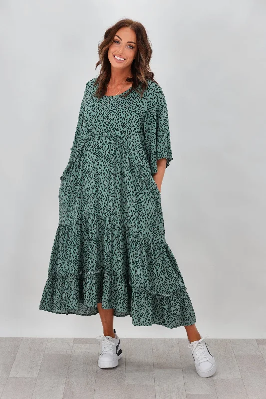 Sunday Boho Stella Dress Teal Animal