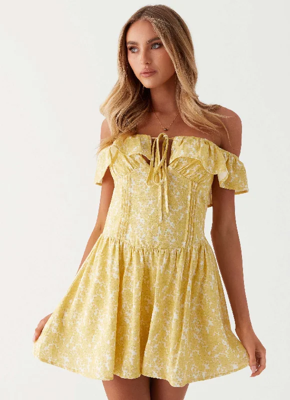 Tarryn Mini Dress - Yellow Floral