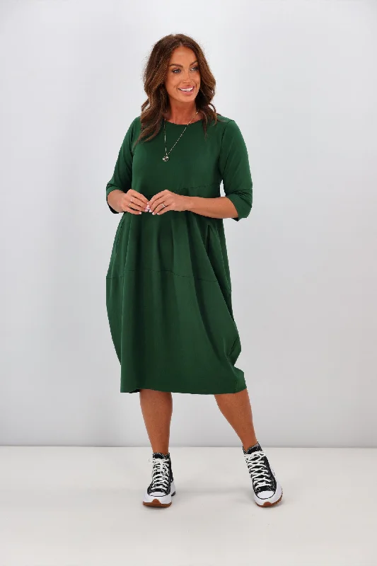 Tirelli Diagonal Seam Dress Emerald