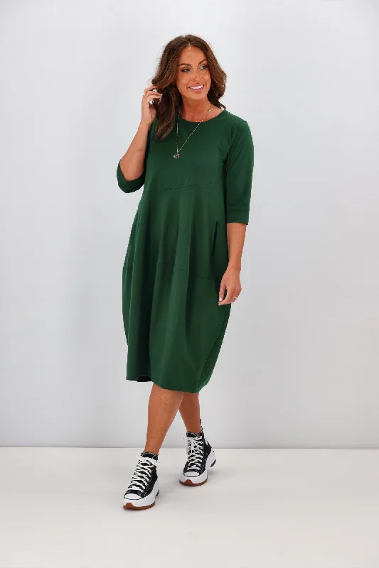 Tirelli Diagonal Seam Dress Emerald