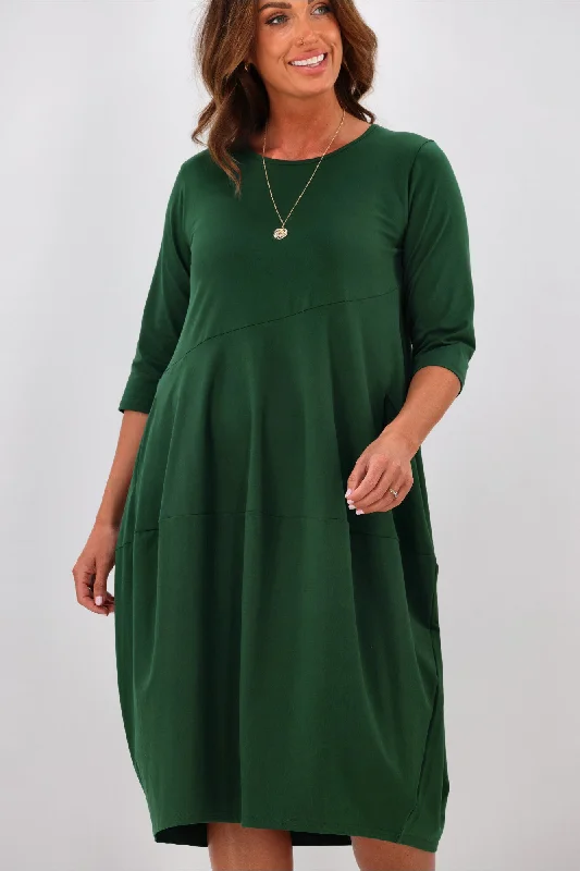 Tirelli Diagonal Seam Dress Emerald