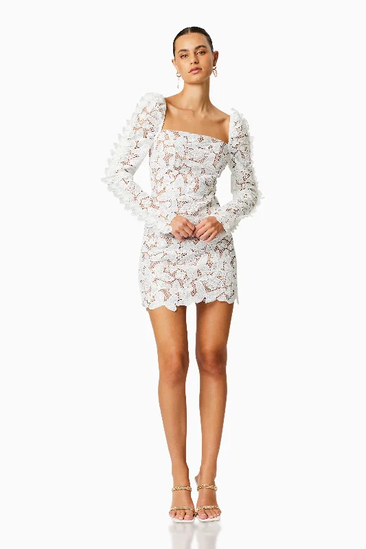 Verona Long Sleeve Mini Dress In White