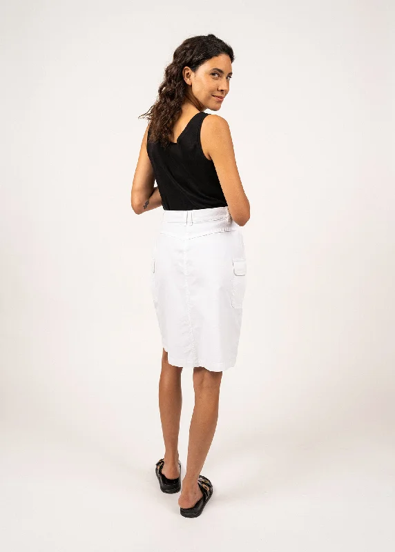 Veronica skirt with pockets - in cotton canvas (BLANC)