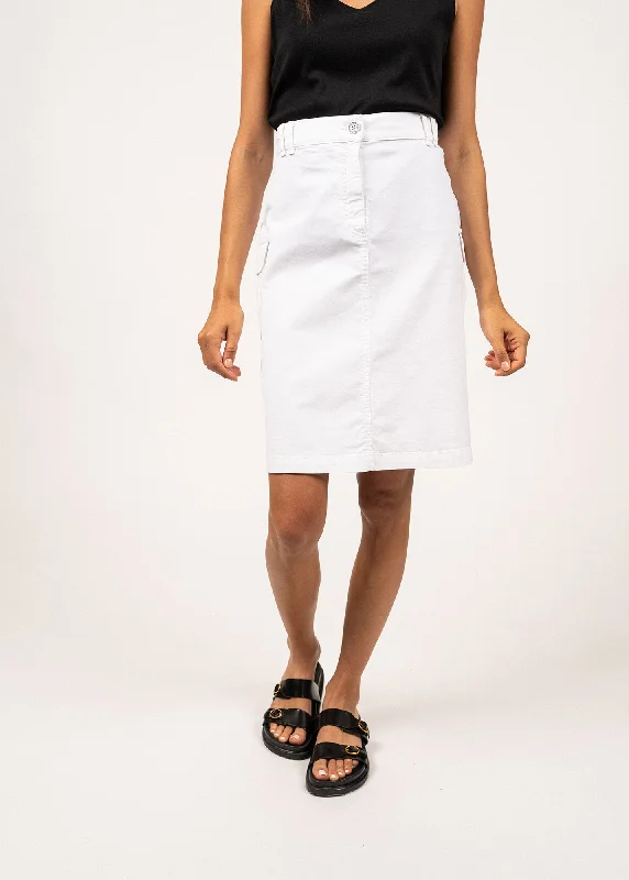 Veronica skirt with pockets - in cotton canvas (BLANC)