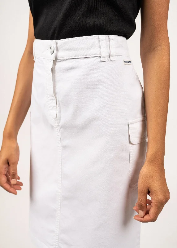 Veronica skirt with pockets - in cotton canvas (BLANC)