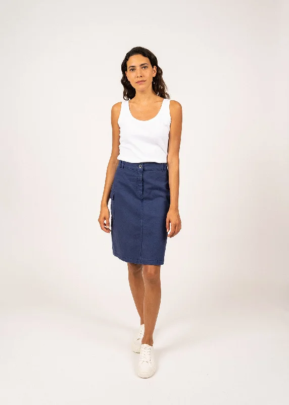 Veronica skirt with pockets - in cotton canvas (INDIGO)