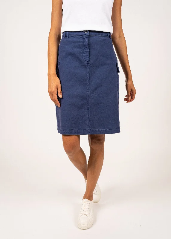 Veronica skirt with pockets - in cotton canvas (INDIGO)