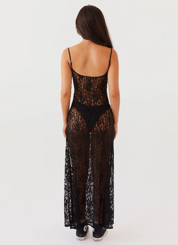 Wild Thoughts Lace Maxi Dress - Black