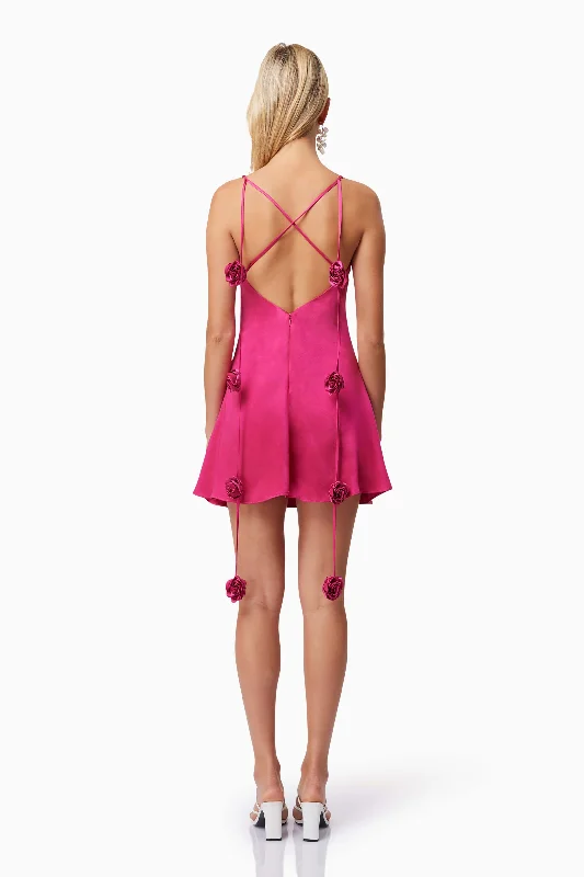 Aria Cowl Neck Party Mini Dress In Pink