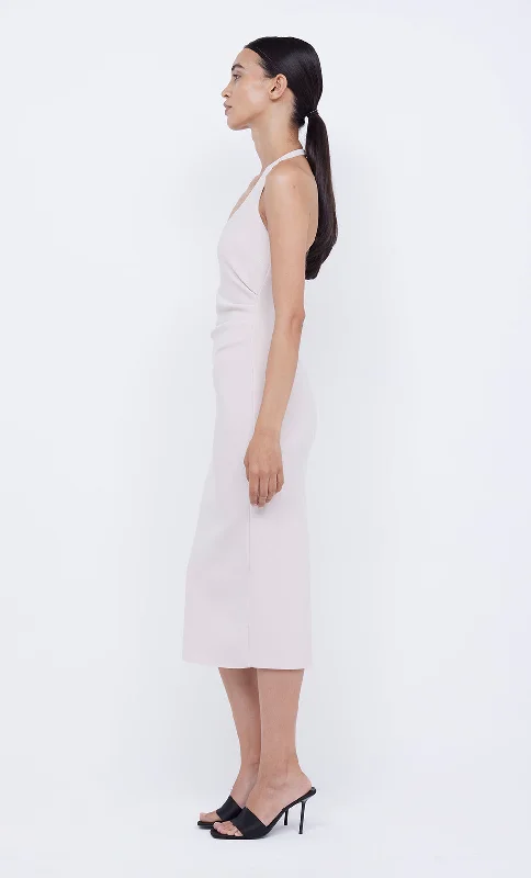 CYNDIE HALTER MIDI DRESS - VANILLA BEAN