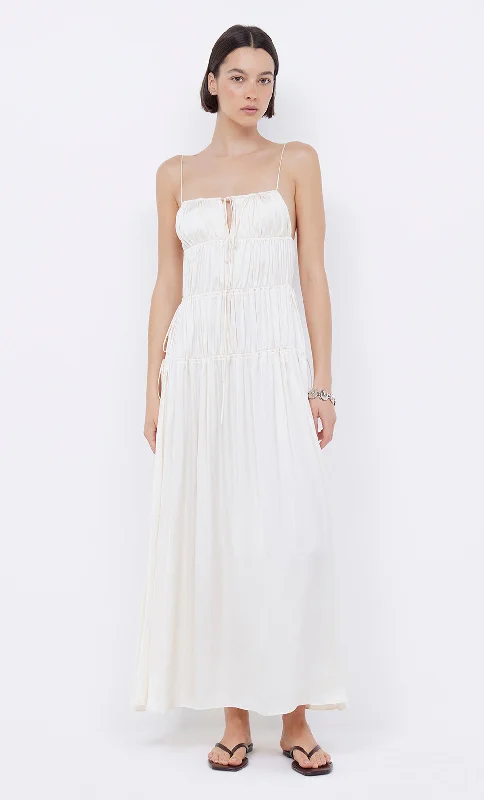 DELPHI GATHERED DRESS - IVORY