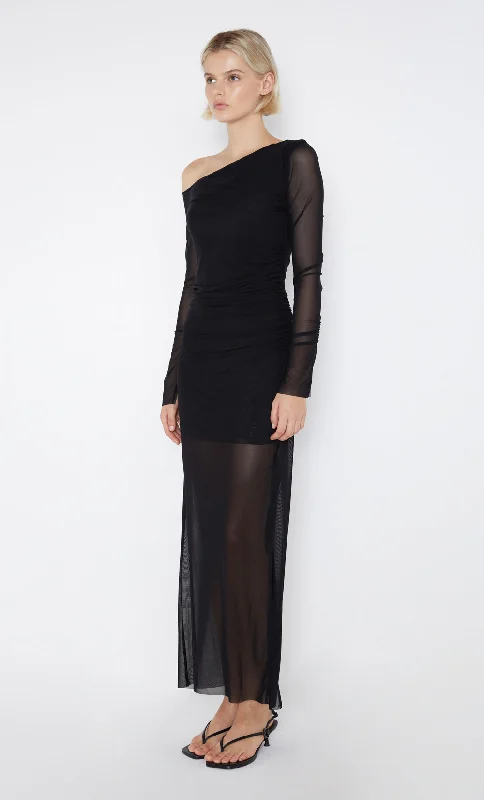 FAE ASYM LONG SLEEVE DRESS - BLACK