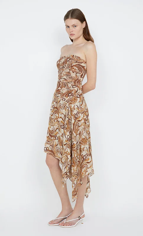 JOCELYN STRAPLESS DRESS - CREAM SWIRL