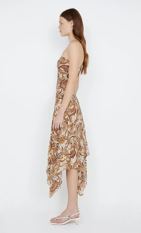 JOCELYN STRAPLESS DRESS - CREAM SWIRL