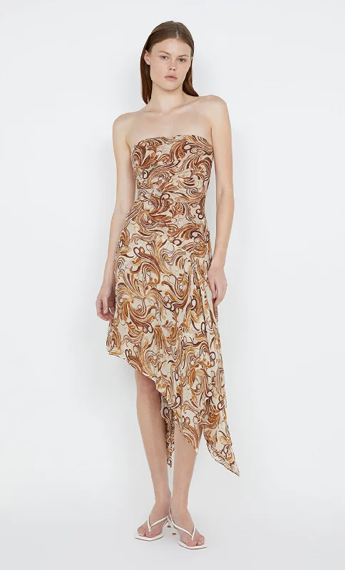 JOCELYN STRAPLESS DRESS - CREAM SWIRL