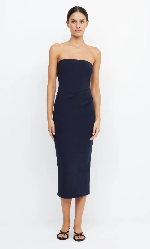 KARINA STRAPLESS MIDI DRESS - INK