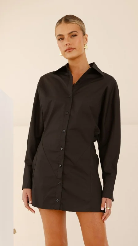 Lydia Shirt Dress - Black