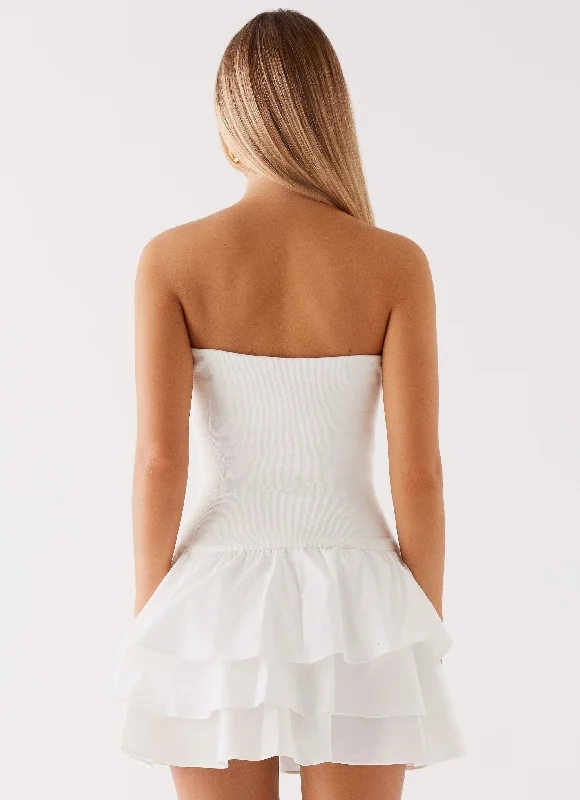 Martha Ruffle Mini Dress - White