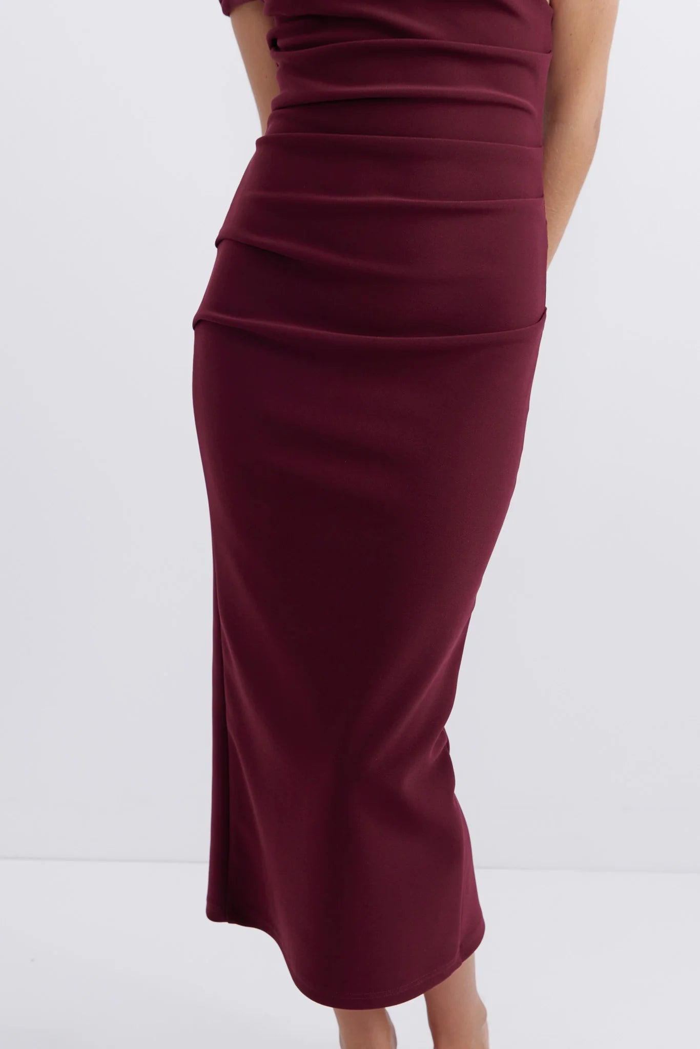 Pasduchas Evie Shoulder Midi Dress - Wine