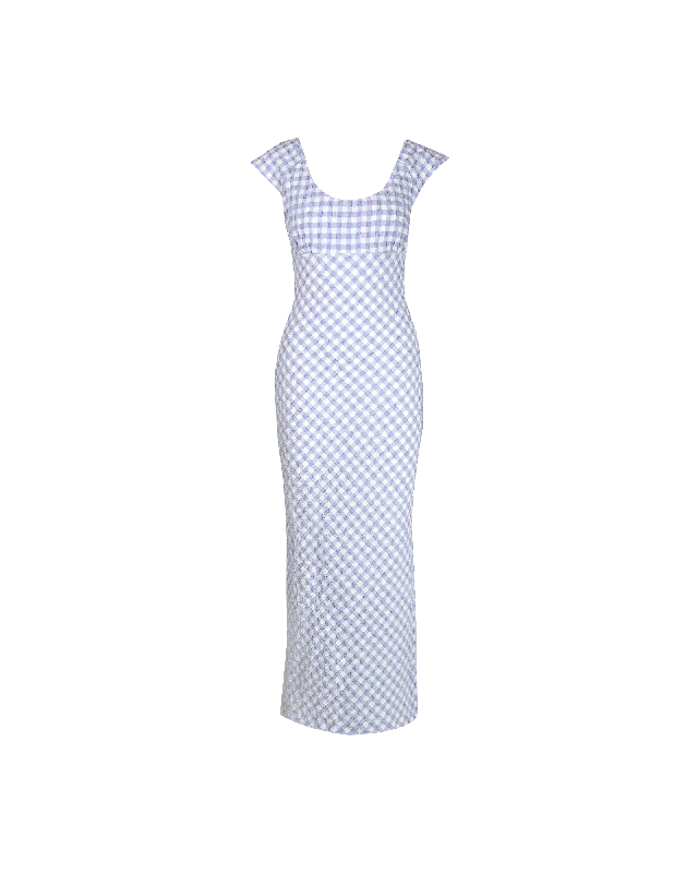 PRISM MIDI DRESS PERIWINKLE GINGHAM