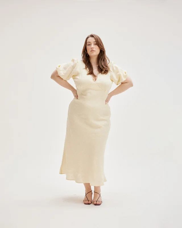 UMA LINEN DRESS LEMONADE